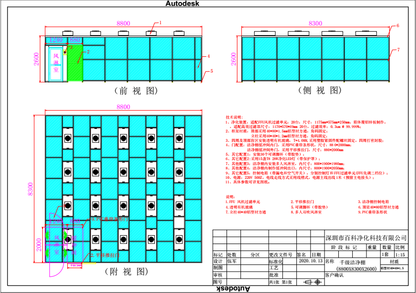 帶風(fēng)淋室千級(jí)潔凈棚(TCL) 帶風(fēng)淋室千級(jí)潔凈棚(TCL)